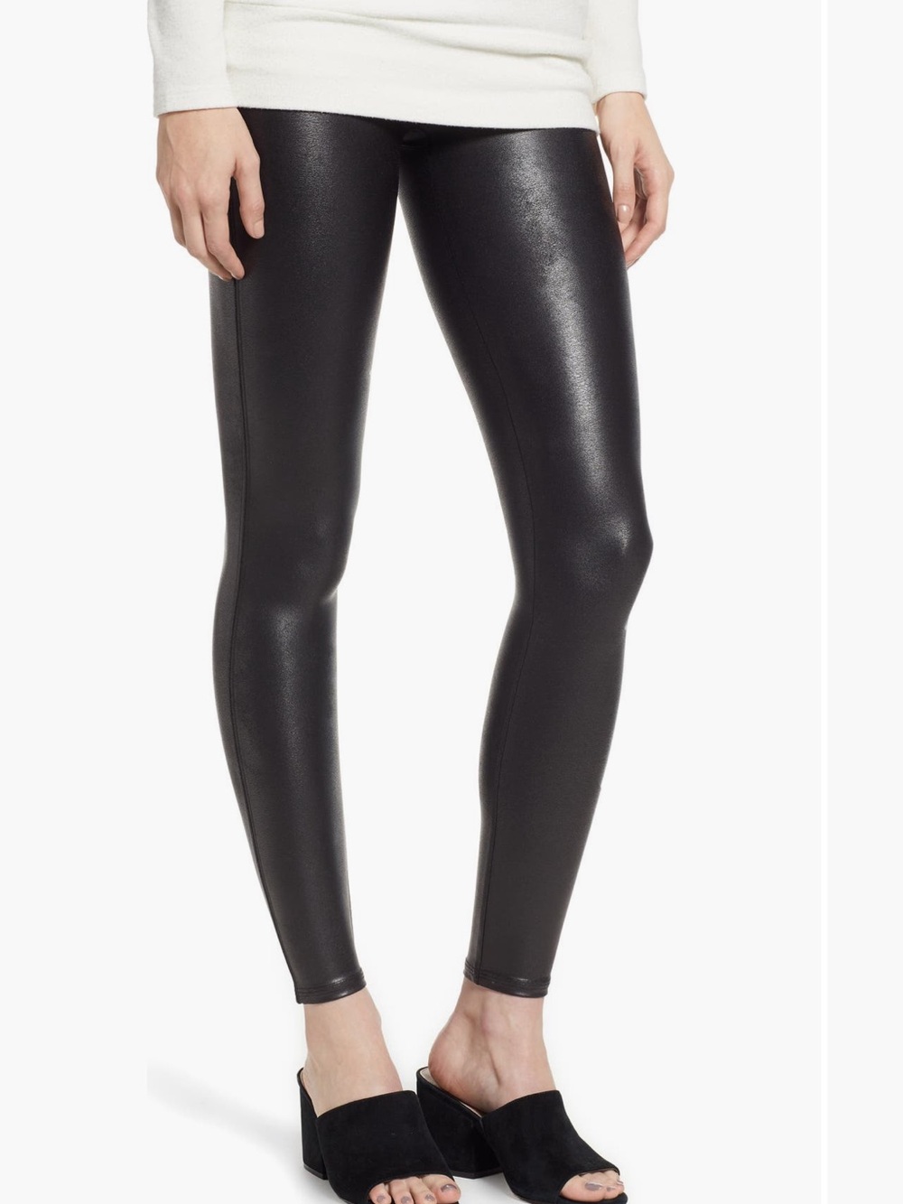 EUC Faux Leather Black Leggings SPANX size small